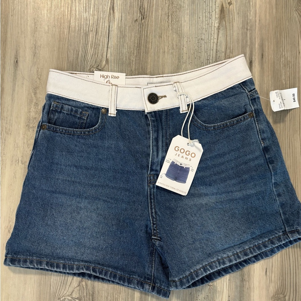 GOGO High Waist Blue Denim Shorts Size 7 NWT